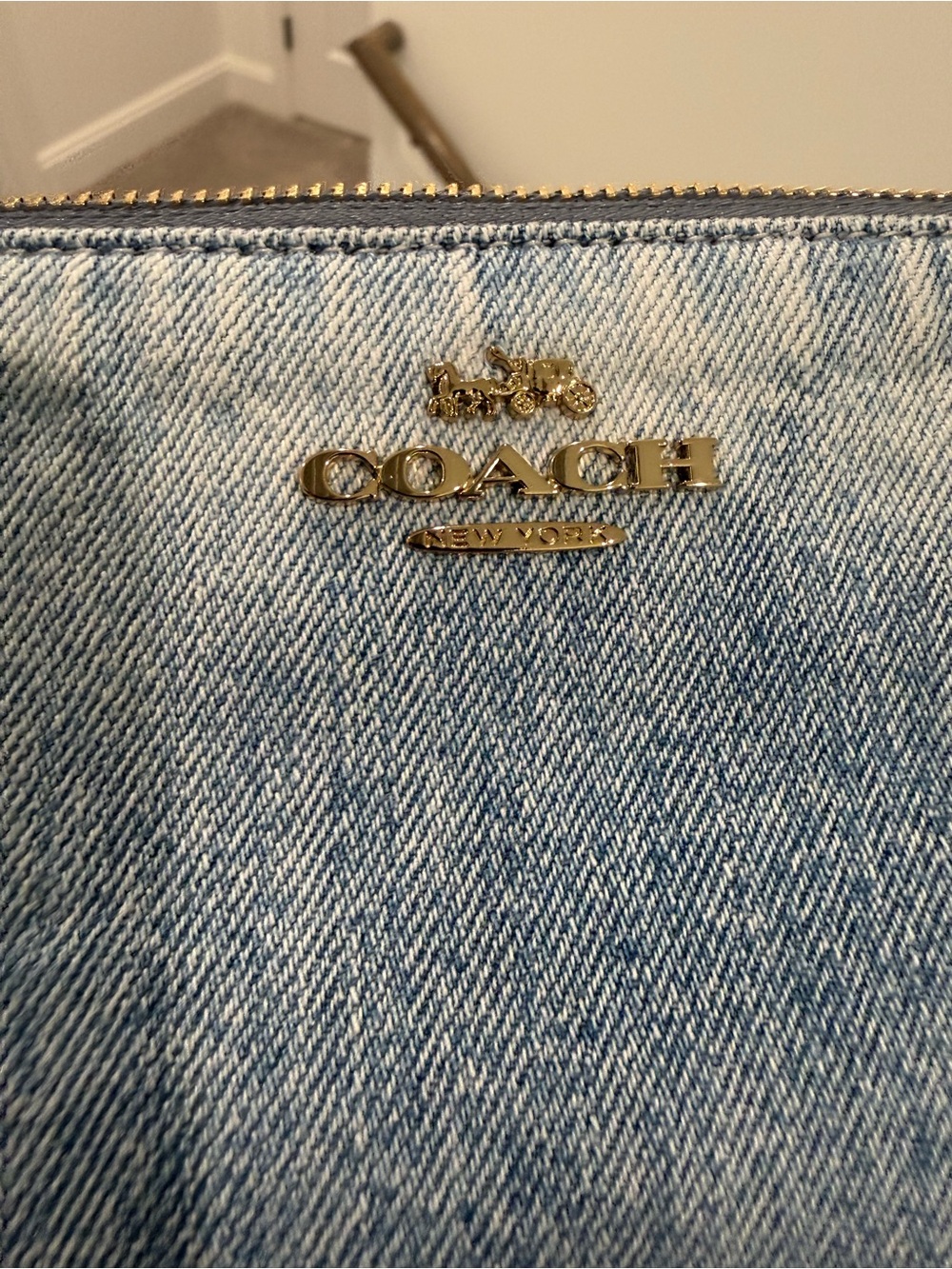 Coach Loved Denim Large Wristlet with Gold Hardware - Picture 6 of 10